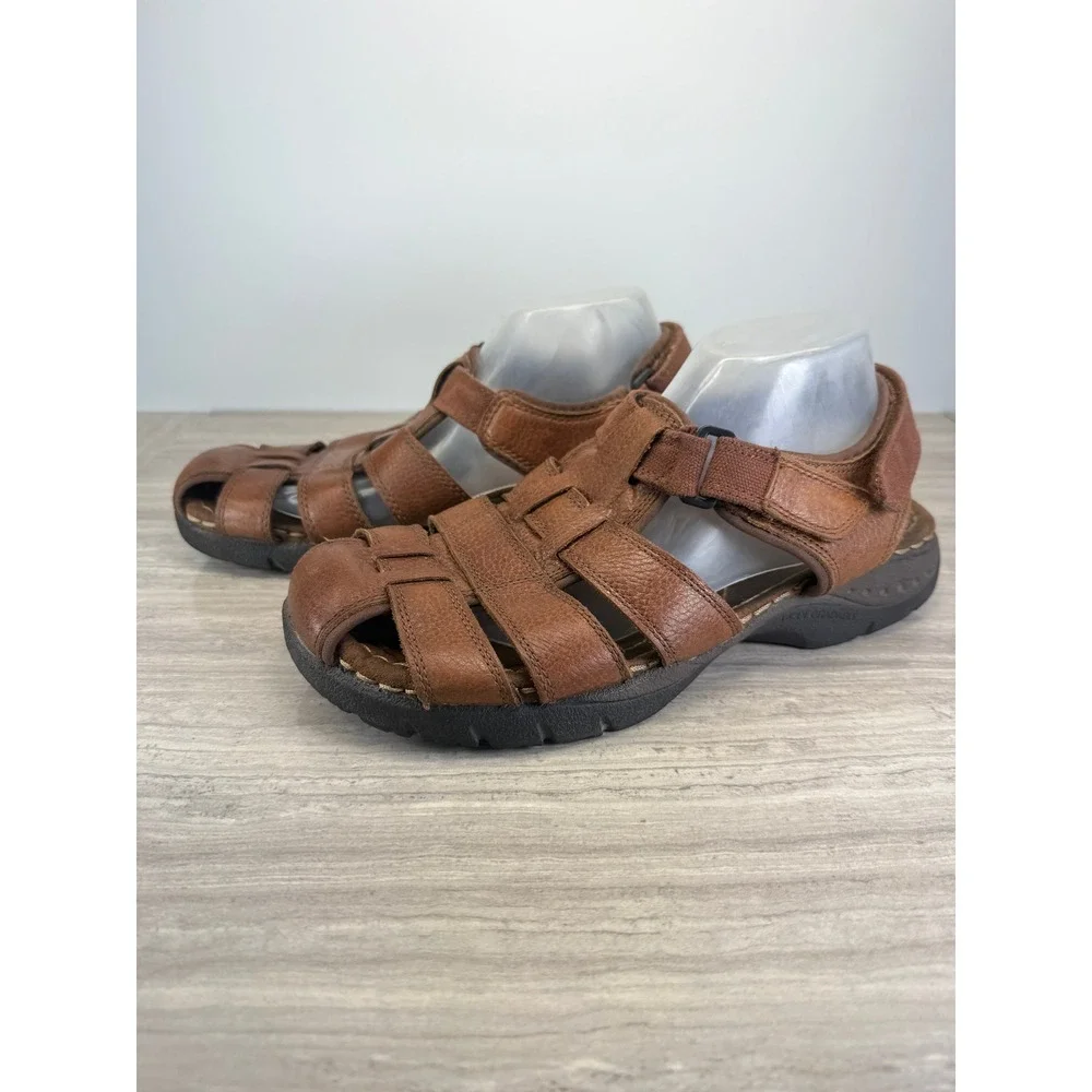 Earth Spirit Mens 10.5 Fisherman Sandals 2513270 Brown Leather Strappy Comfy